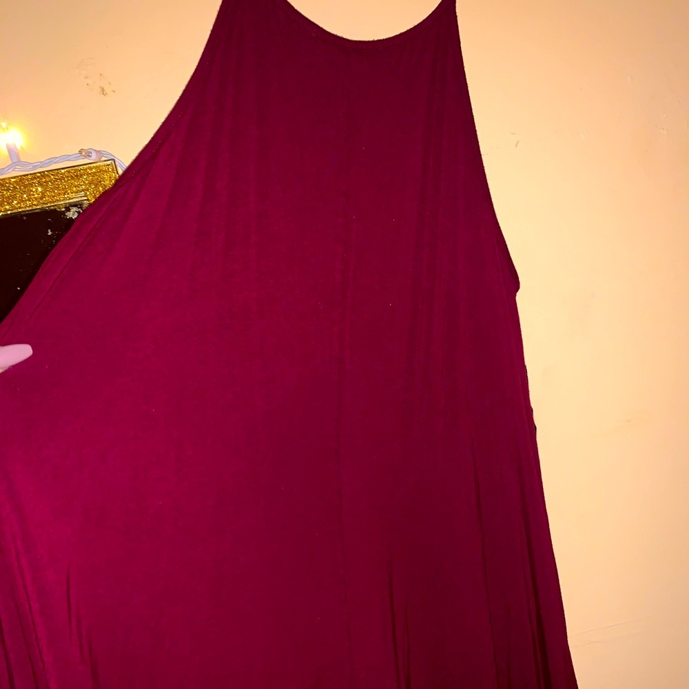 Burgundy sleeveless mini dress